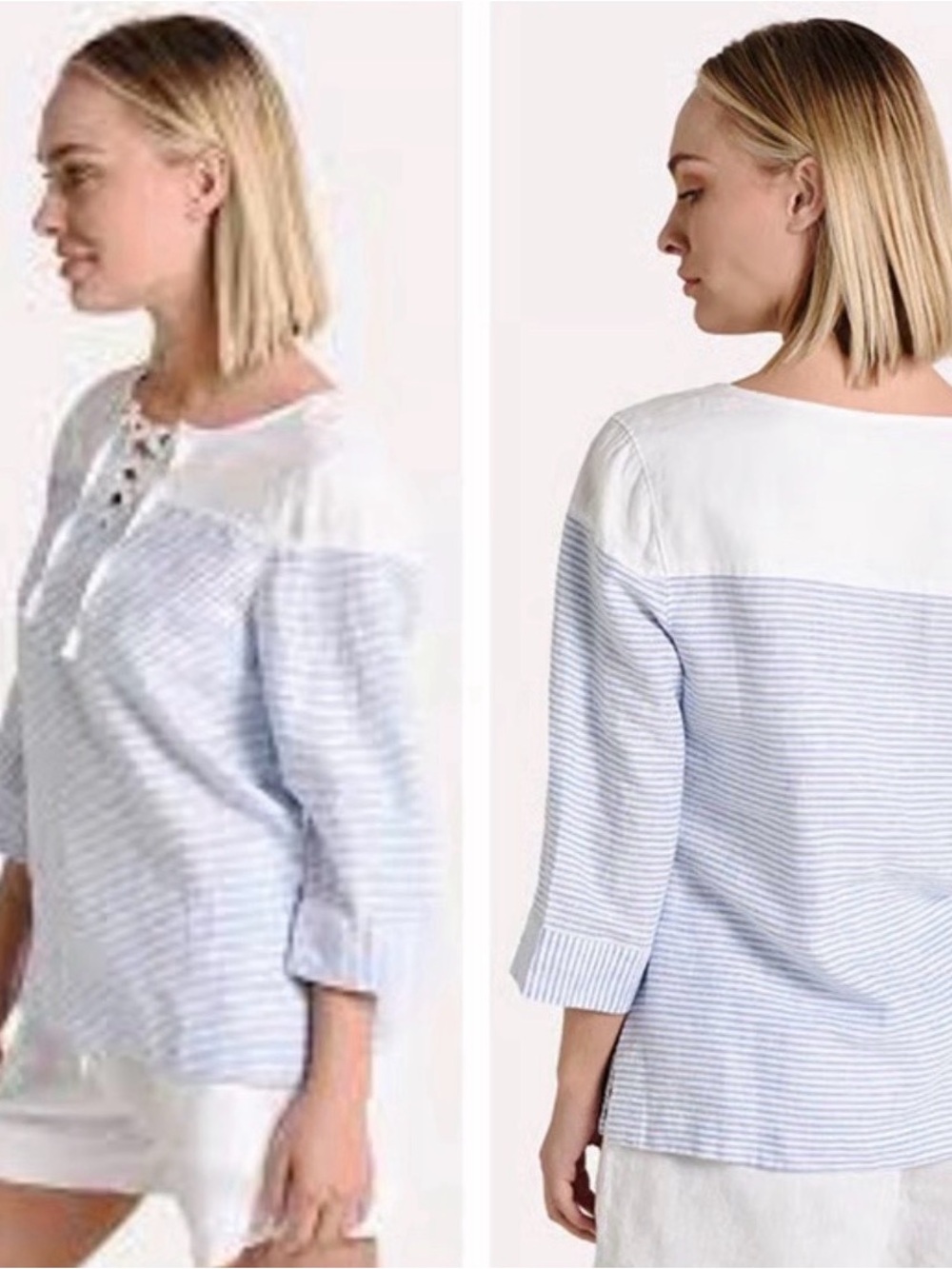 Tommy Bahama White and Gray Striped Tunic